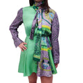 VERSACE GREEN LEOPARD DRESS WITH TIE DETAIL - SIZE 38