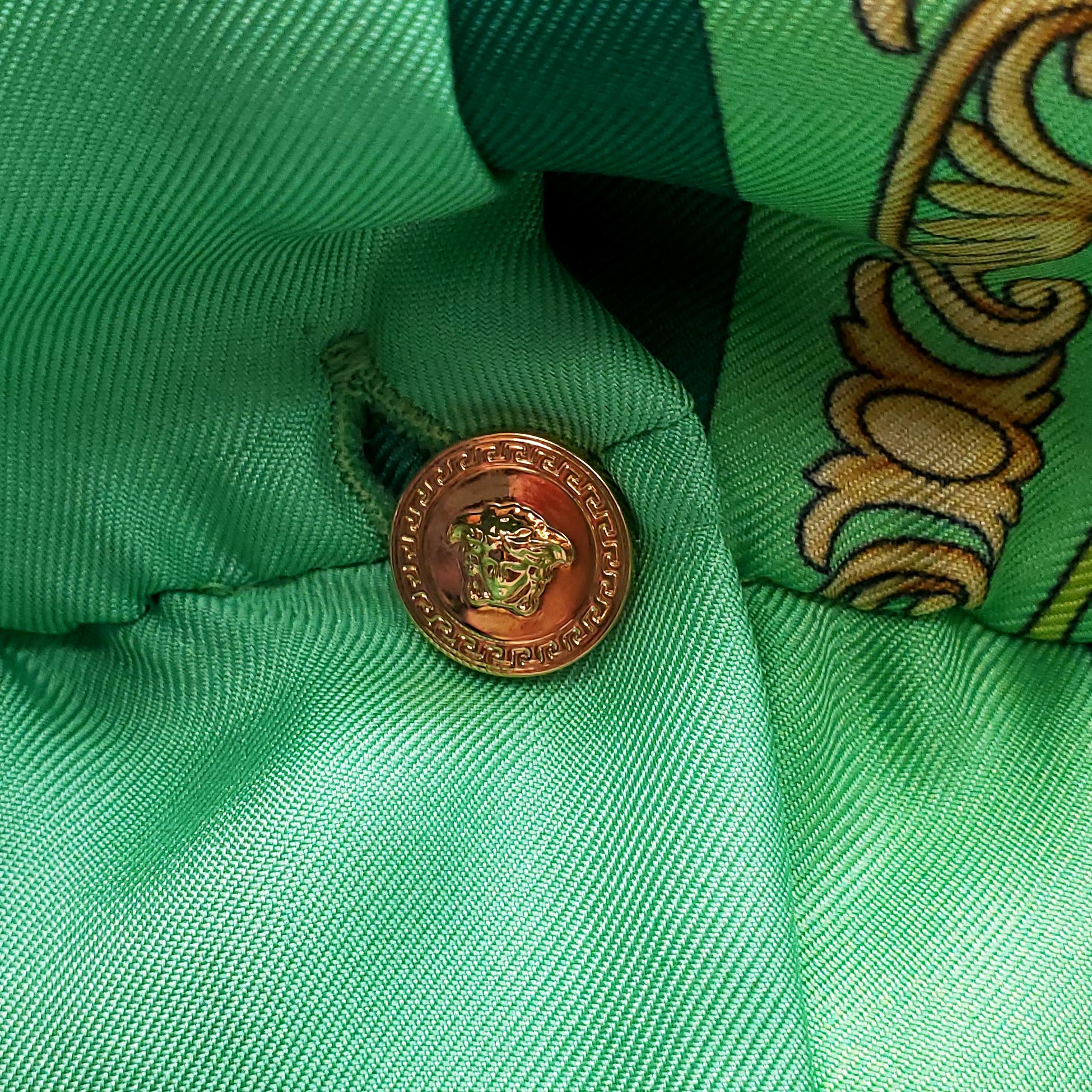 VERSACE GREEN LEOPARD DRESS WITH TIE DETAIL - SIZE 38