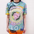 VERSACE LIMITED EDITION MULTI-COLOURED PRINTED T-SHIRT - SIZE 38