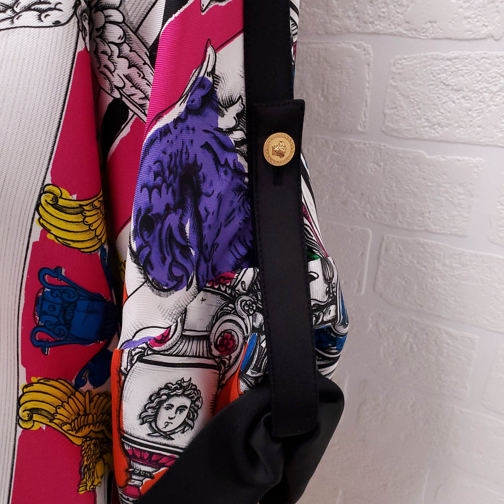 VERSACE MULTI-COLOUR SILK PATTERNED BLOUSE - SIZE 46