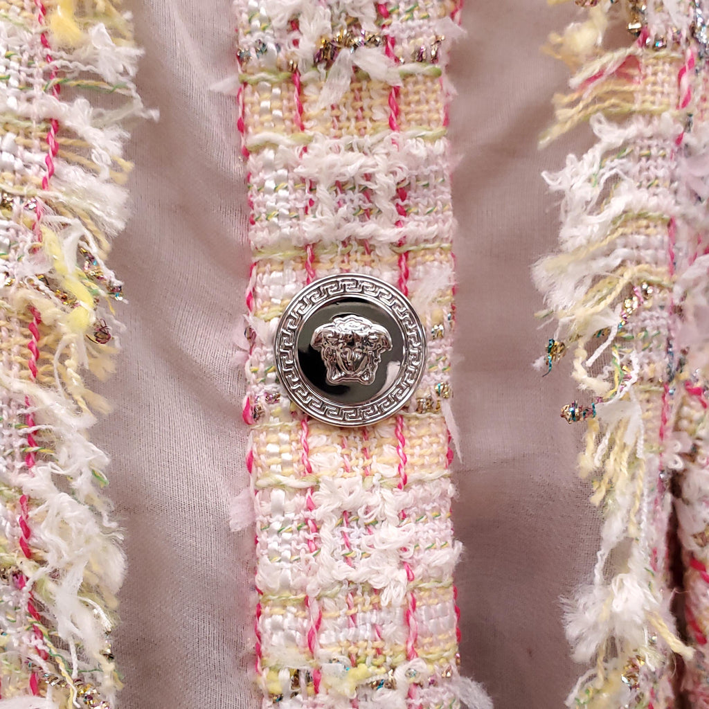 VERSACE OVERSIZED PINK ORGANZA TWEED VEST - SIZE 40