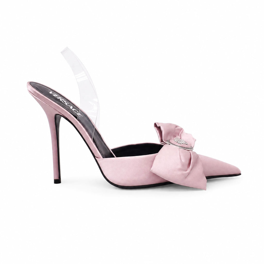 VERSACE PINK 110MM SATIN SLINGBACK HEELS - SIZE 39.5