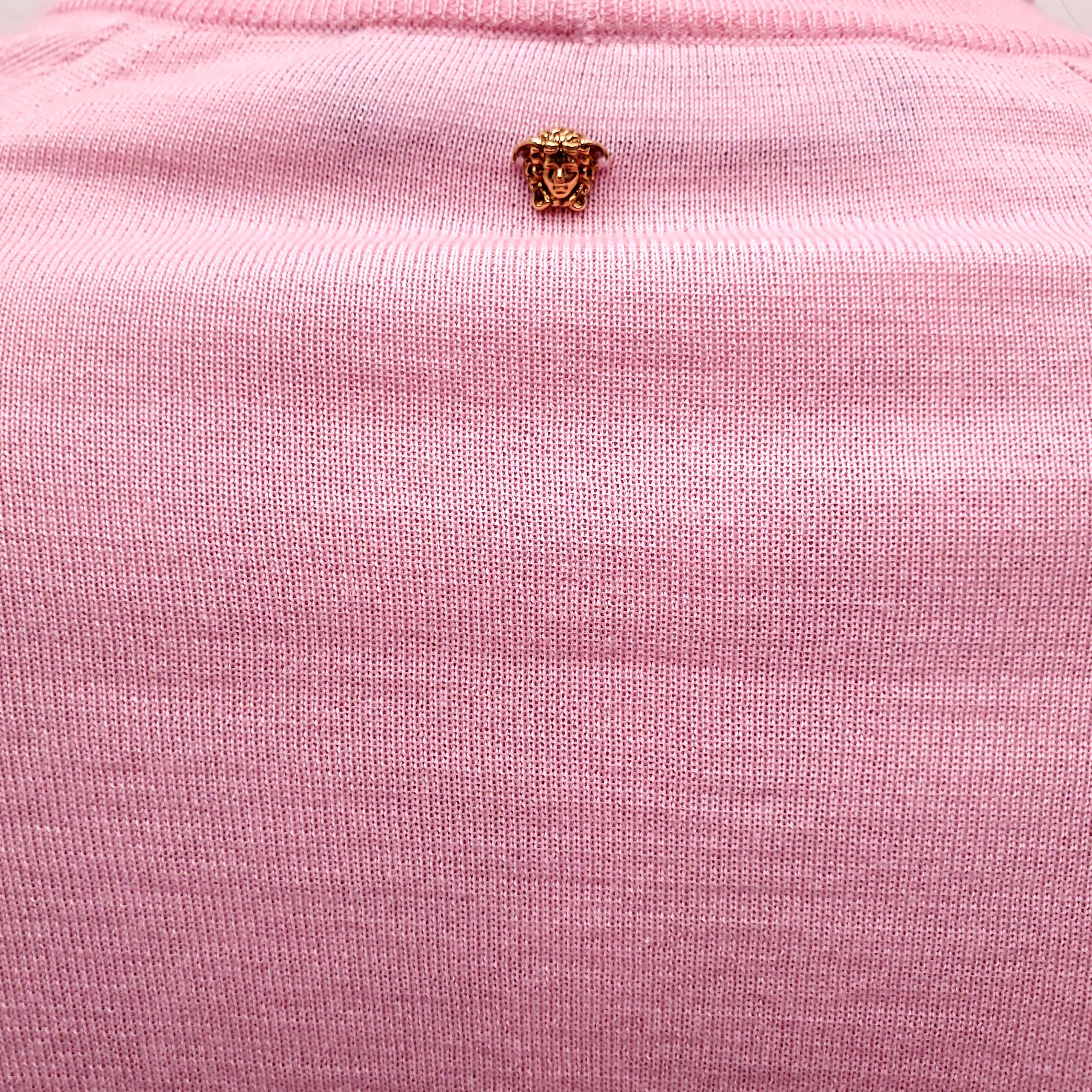 VERSACE PINK CARDIGAN WITH MEDUSA BUTTONS - SIZE 40