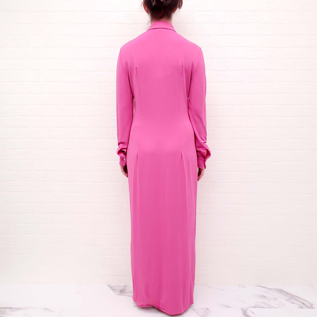 VERSACE PINK FITTED MAXI SHIRT DRESS - SIZE 42