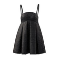 VERSACE PLEATED METALLIC CLOQUE MINI DRESS IN BLACK - SIZE 38