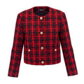 VERSACE RED AND BLACK TWEED BLAZER WITH MEDUSA BUTTONS - SIZE 46