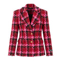 VERSACE RED AND PINK HOUNDSTOOTH BLAZER - SIZE 40