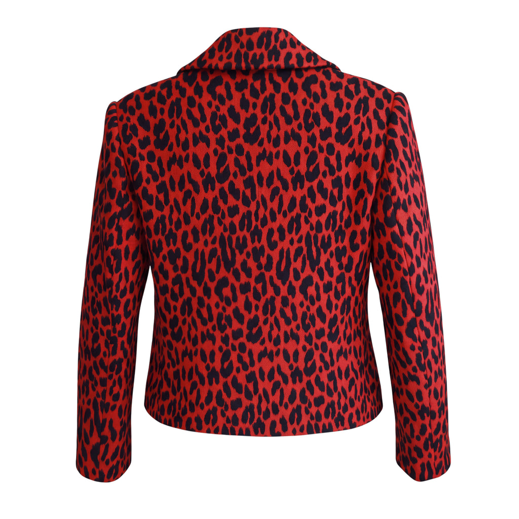 VERSACE RED LEOPARD JACKET WITH MEDUSA BUTTONS - SIZE 40