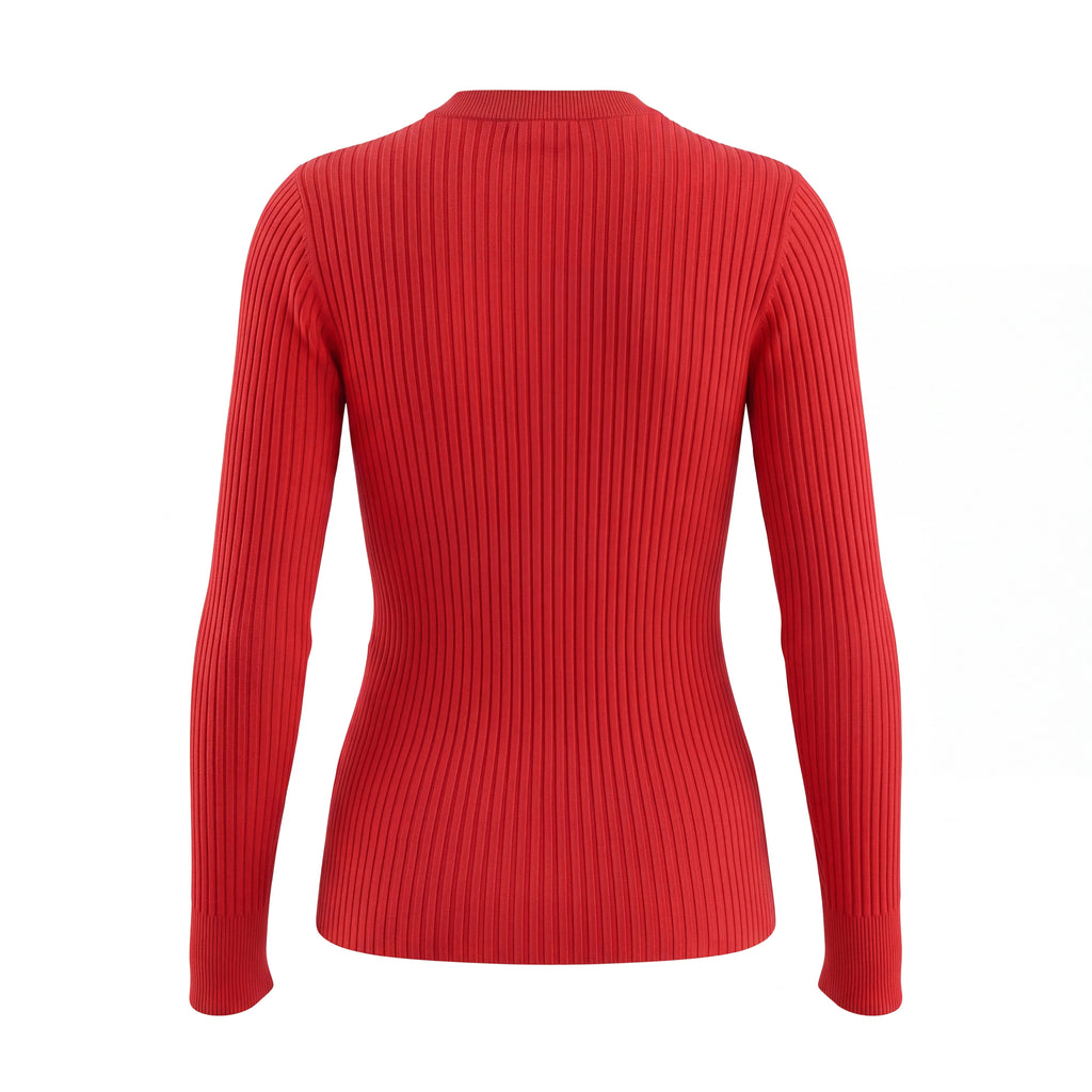 VERSACE RED RIBBED SWEATER  - SIZE 42