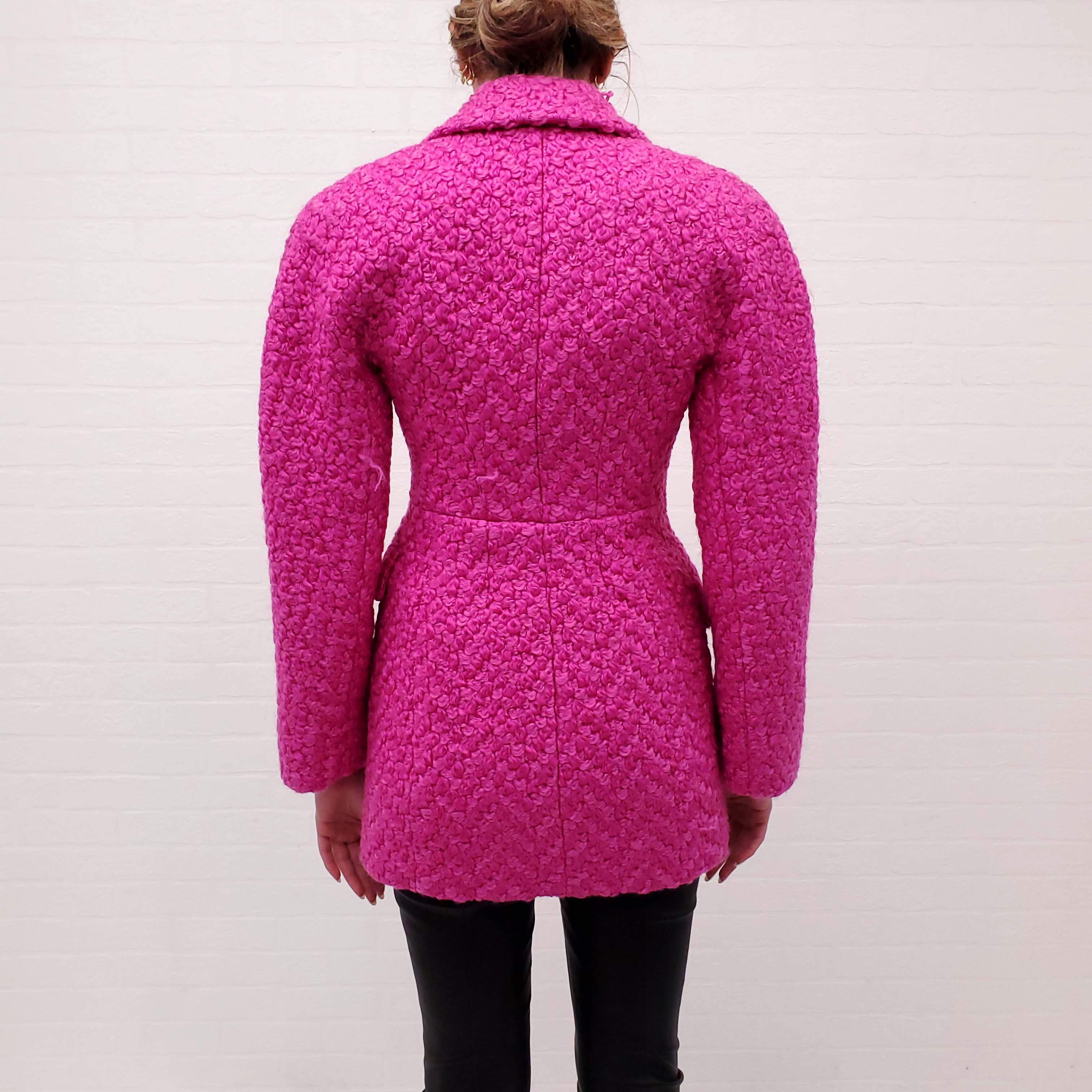 VERSACE RUNWAY PINK TWEED BLAZER WITH MEDUSA BUTTONS - SIZE 38