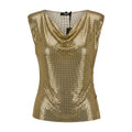 VERSACE SLEEVELESS DRAPED METAL MESH TOP - SIZE 36
