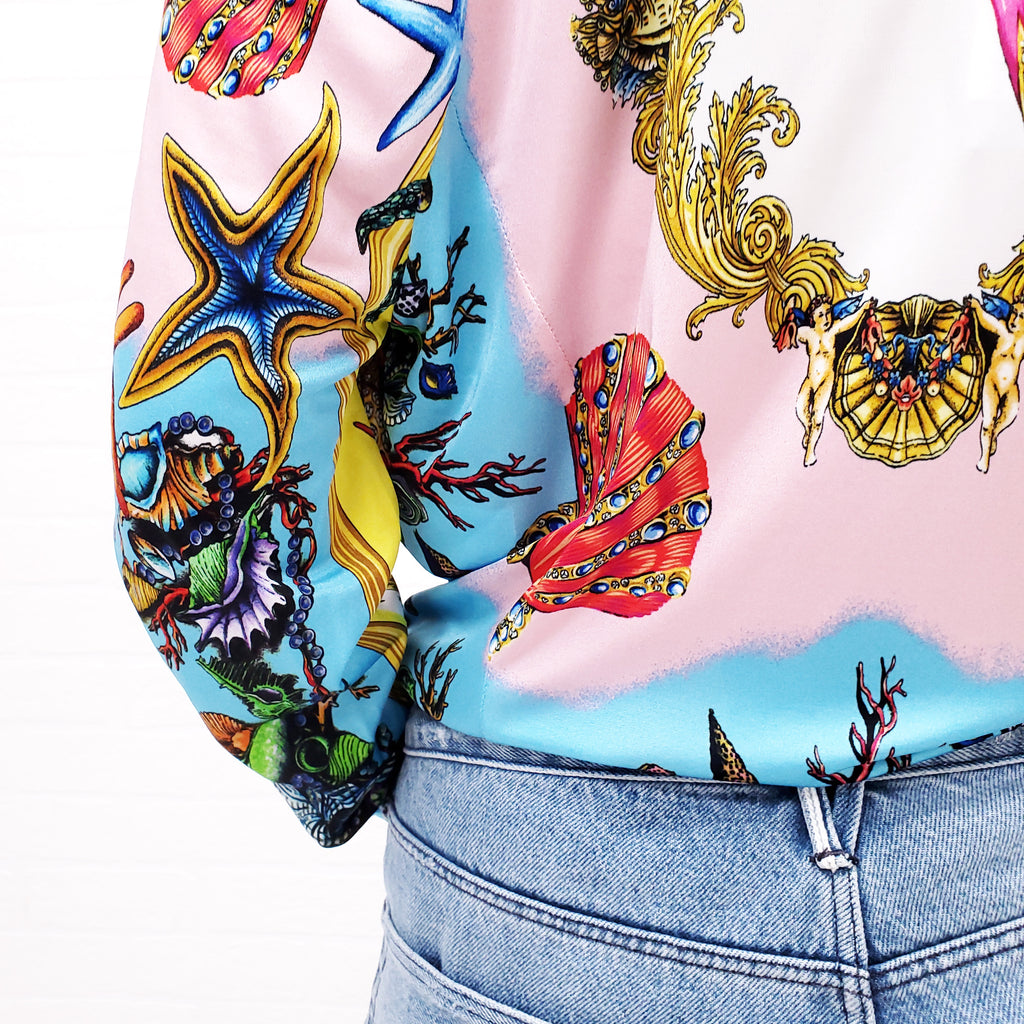 VERSACE 'TRESOR DE LA MER' SEASHELL PRINT BODYSUIT - SIZE 52