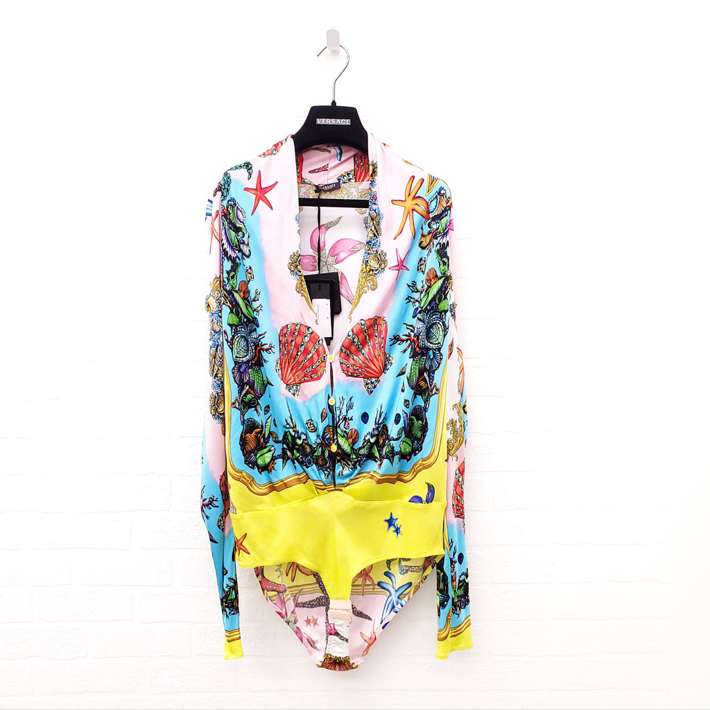 VERSACE 'TRESOR DE LA MER' SEASHELL PRINT BODYSUIT - SIZE 52