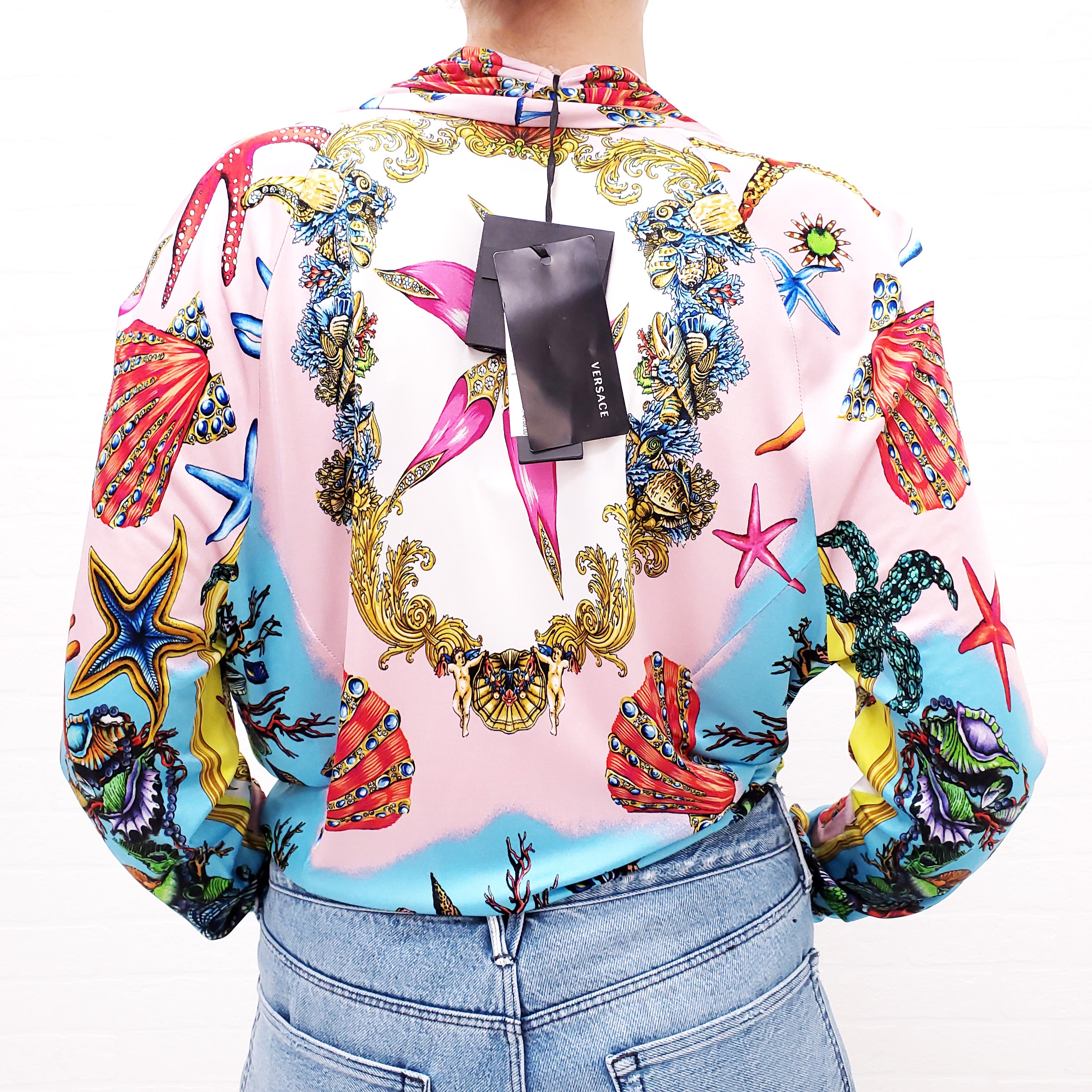 VERSACE 'TRESOR DE LA MER' SEASHELL PRINT BODYSUIT - SIZE 52