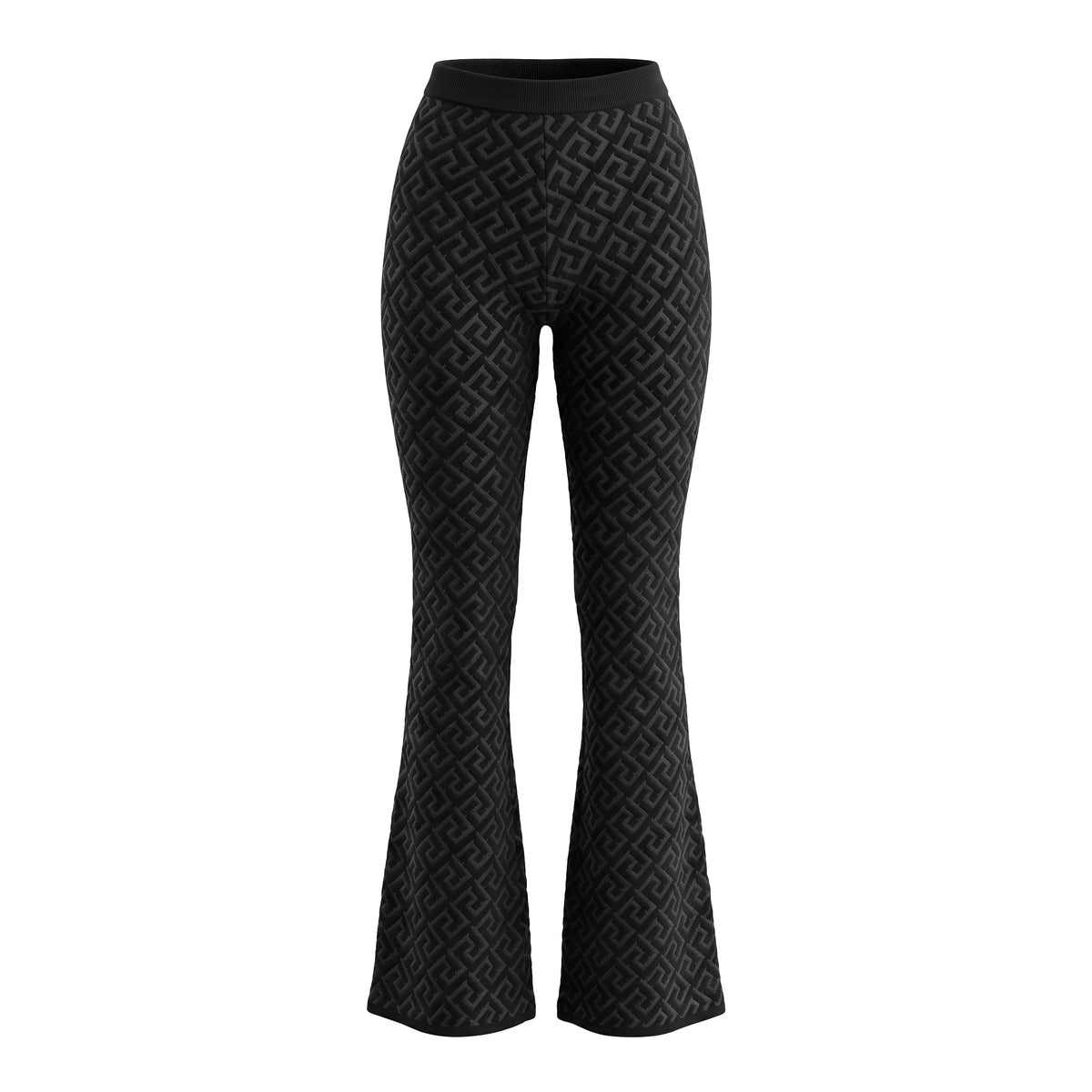 VERSACE BLACK GRECA KNIT TROUSERS - SIZE 38