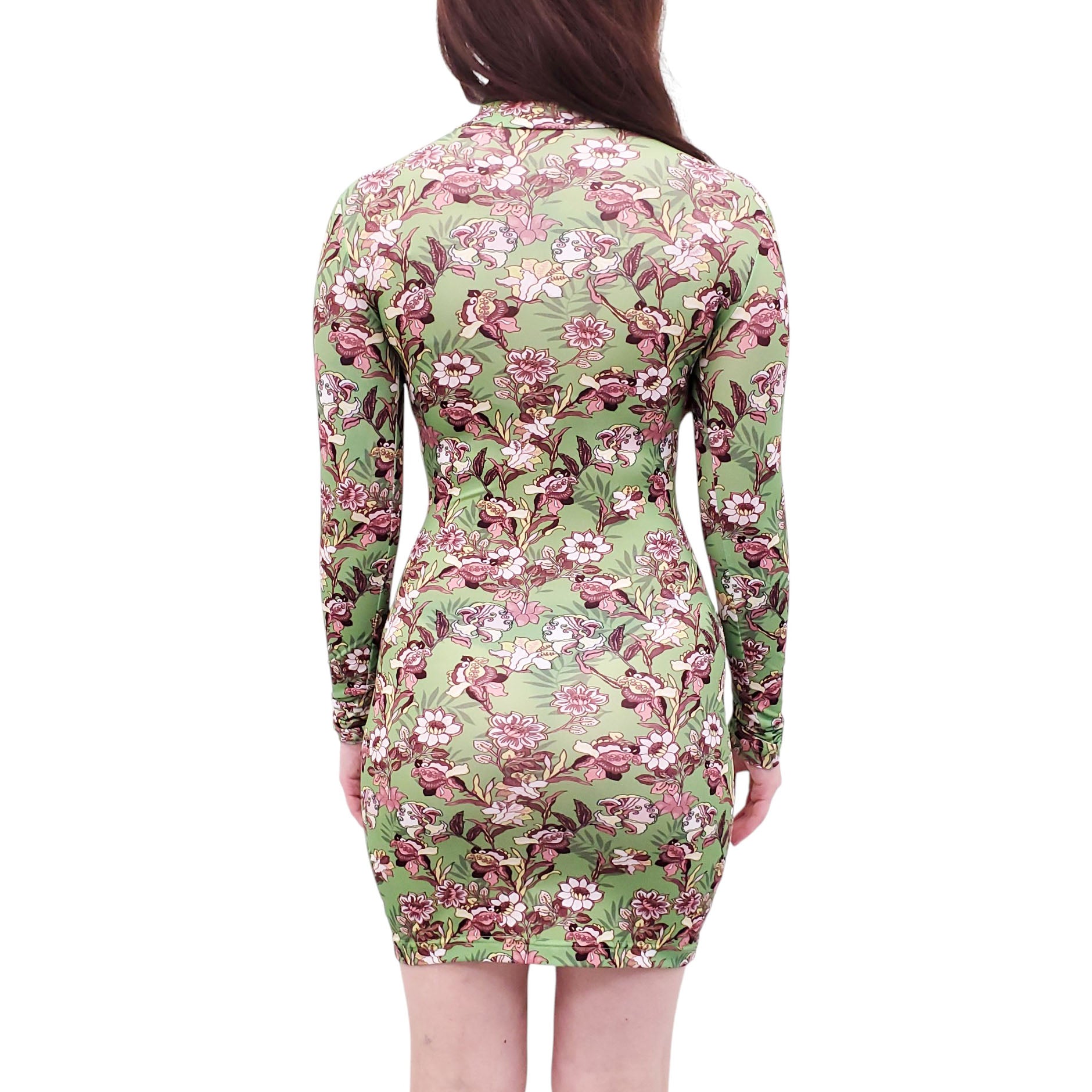 VETEMENTS GREEN FLORAL STRETCH DRESS - SIZE S