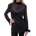 VIKTOR & ROLF BLACK SILK BLOUSE WITH CRYSTALS - SIZE 44