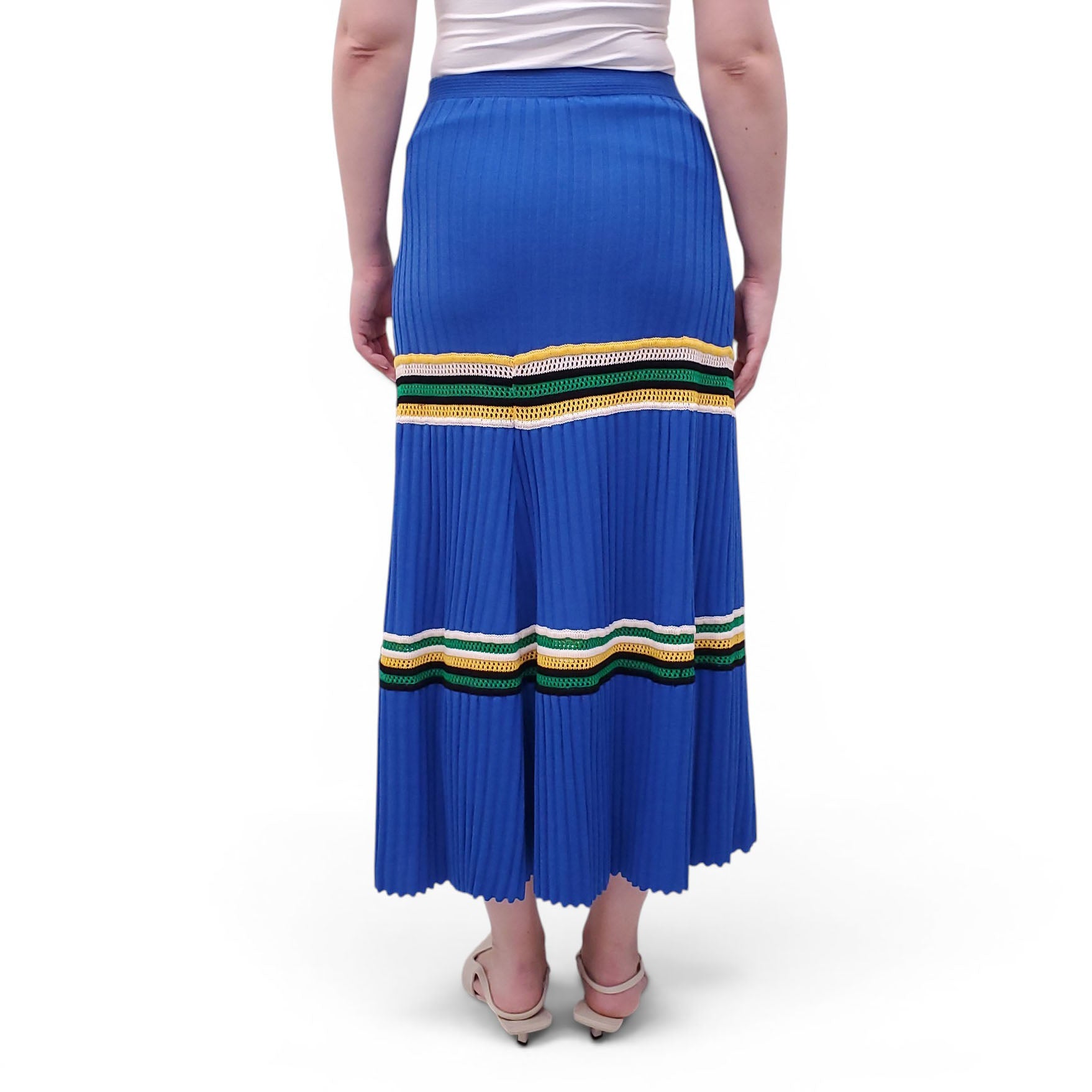 WALES BONNER BLUE RIBBED KNIT SKIRT - SIZE M