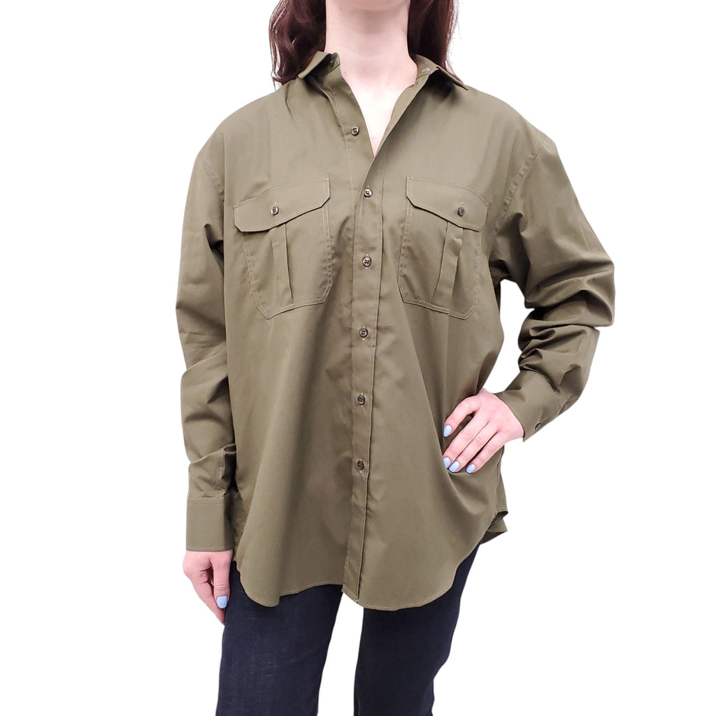 WARDROBE.NYC GREEN OVERSIZED MILITARY SHIRT - SIZE L