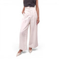 WEEKEND MAX MARA CREAM LINEN BLEND TROUSERS - SIZE 4
