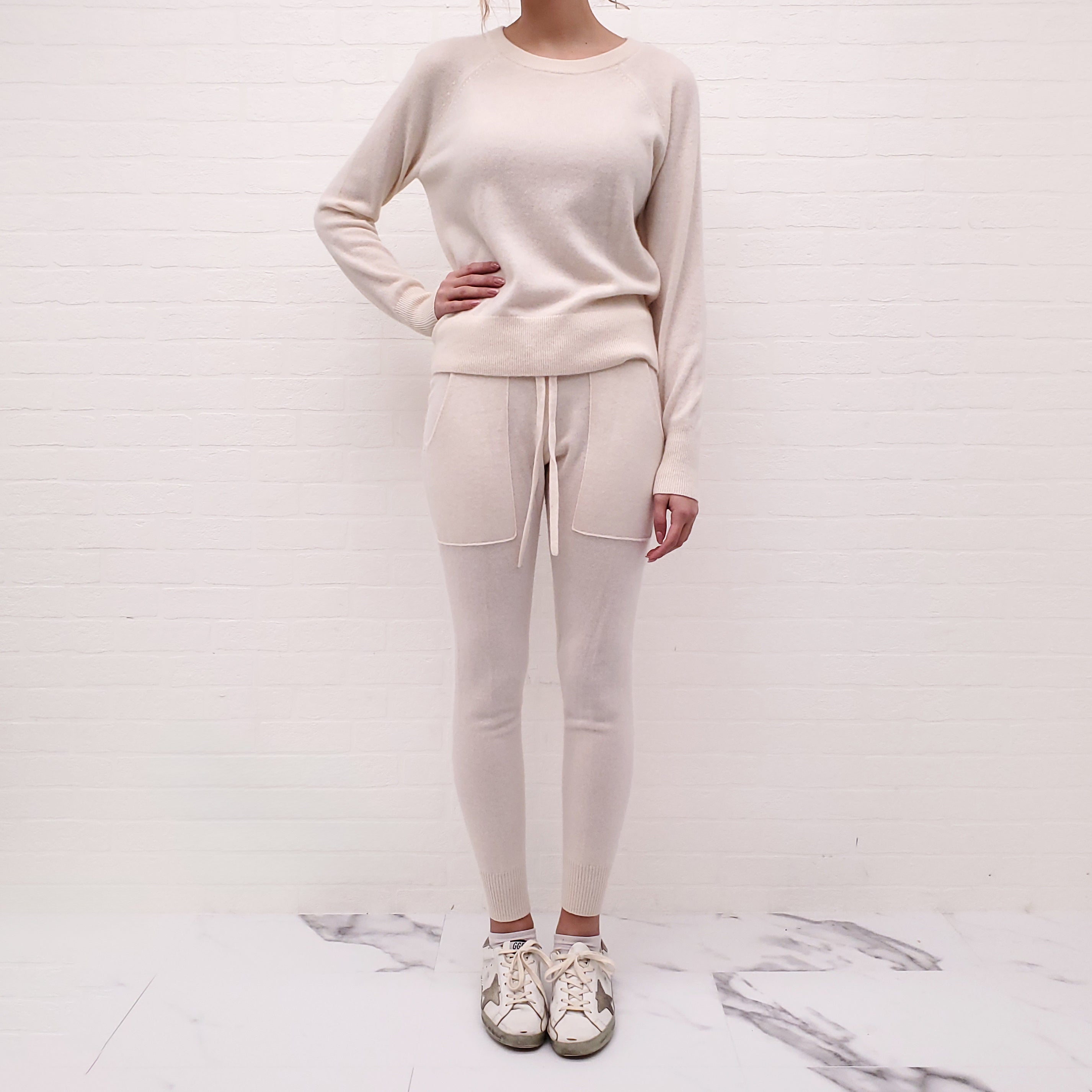 WHITE & WARREN CREAM CASHMERE SET - SIZE XS