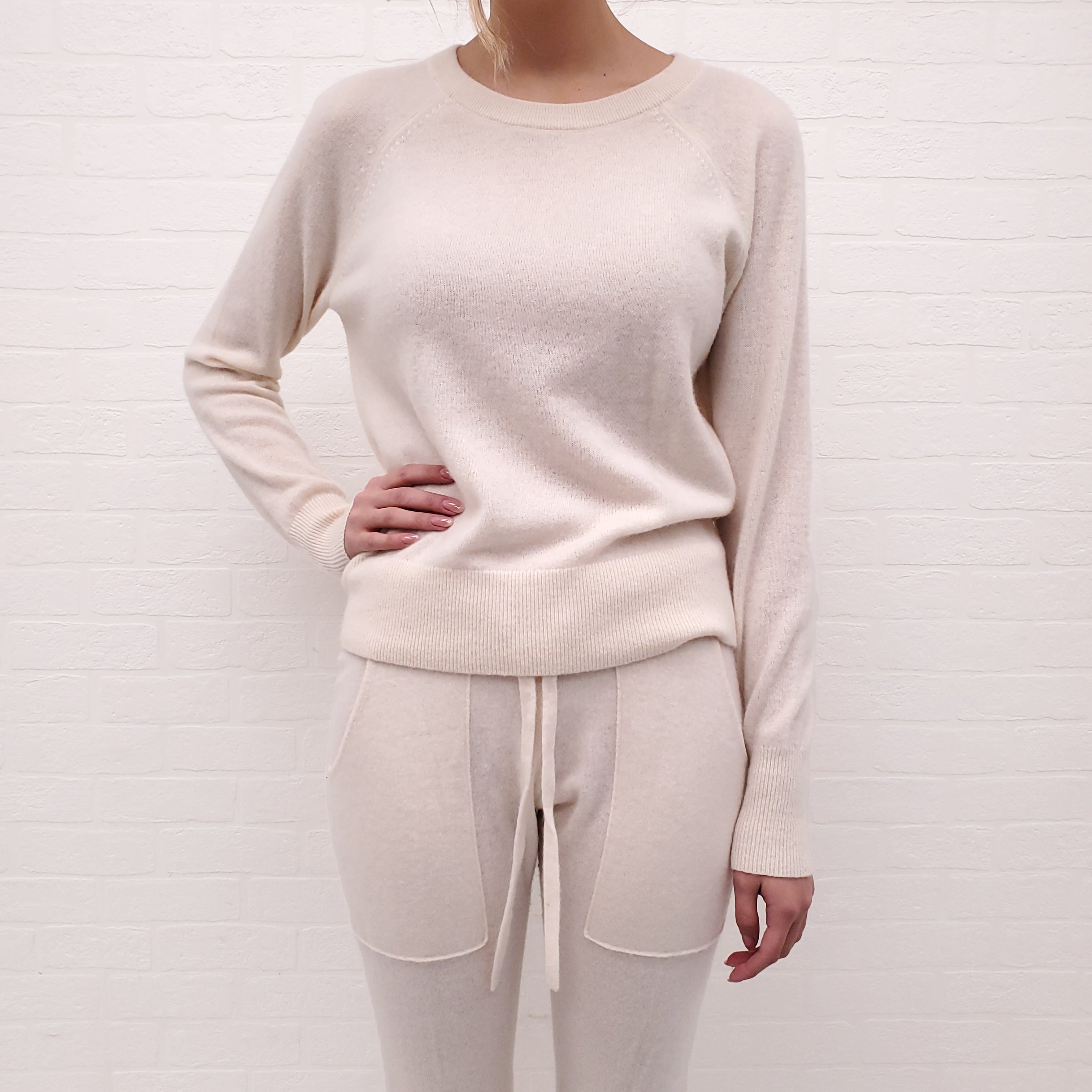WHITE & WARREN CREAM CASHMERE SET - SIZE XS