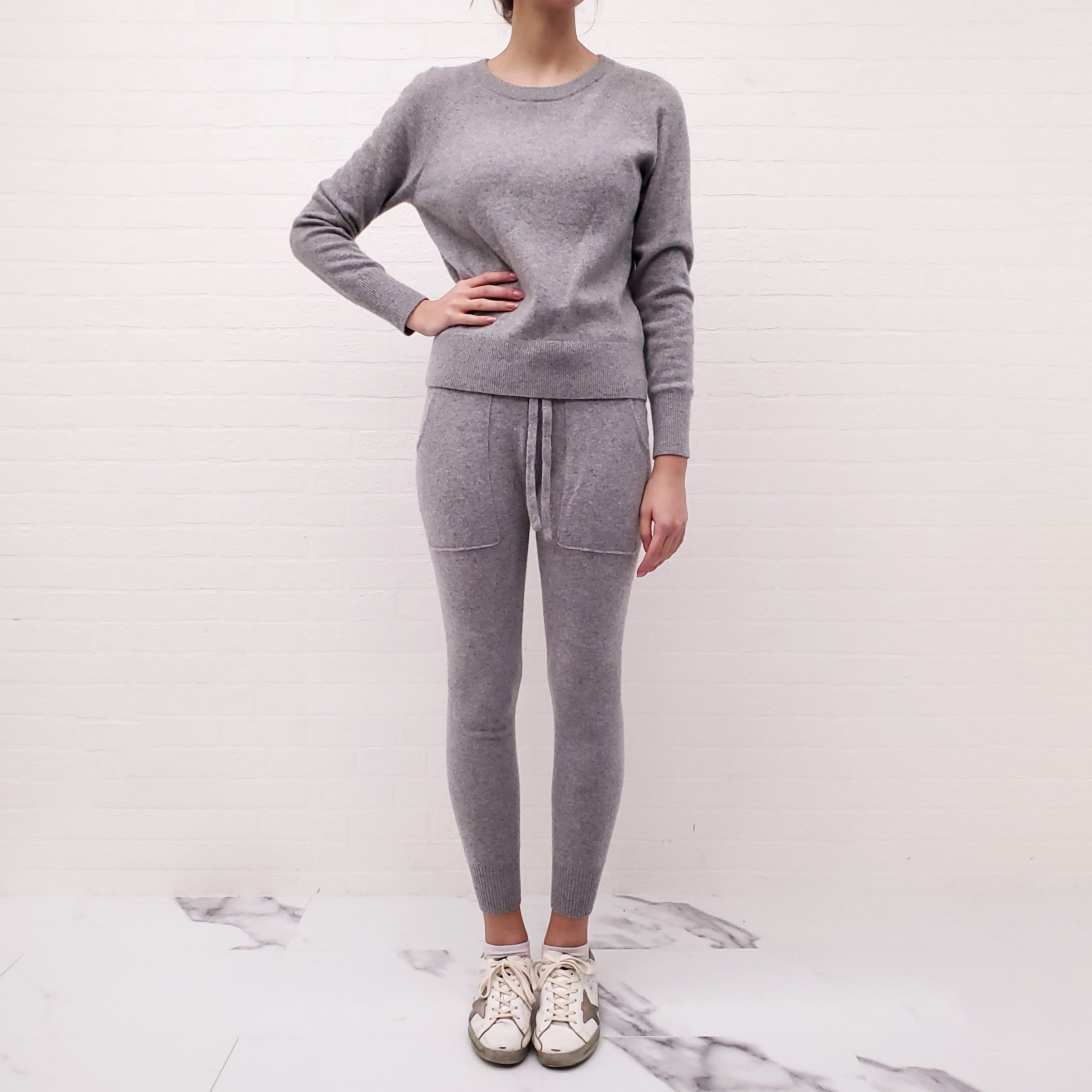 WHITE & WARREN GREY CASHMERE SET - SIZE XS