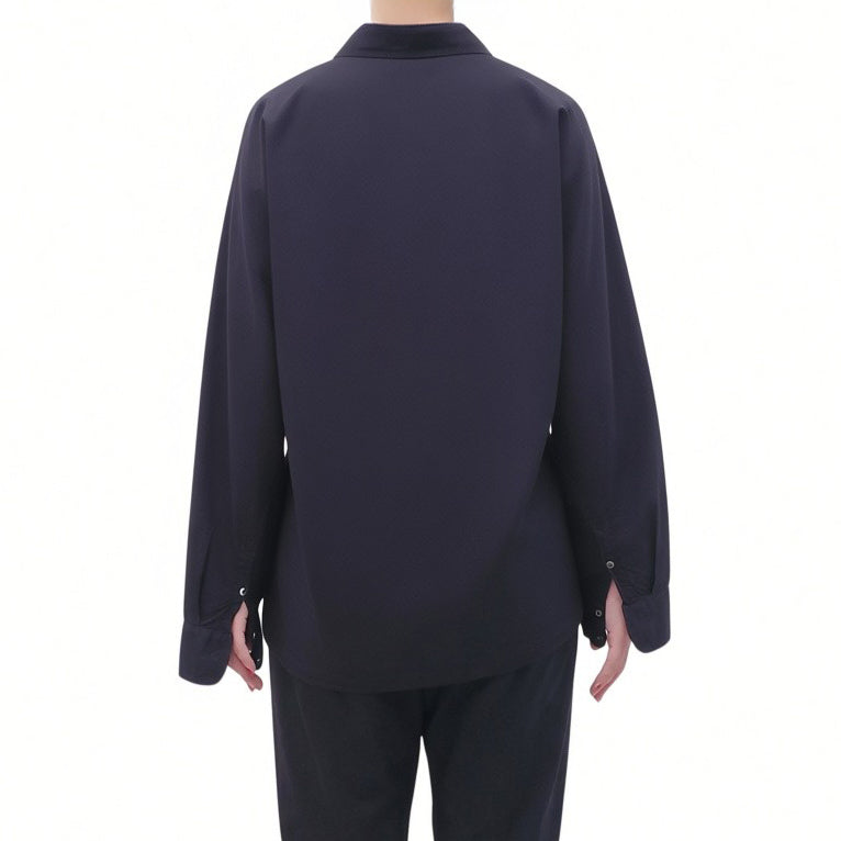 XIRENA BLACK BUTTON-UP BLOUSE - SIZE L