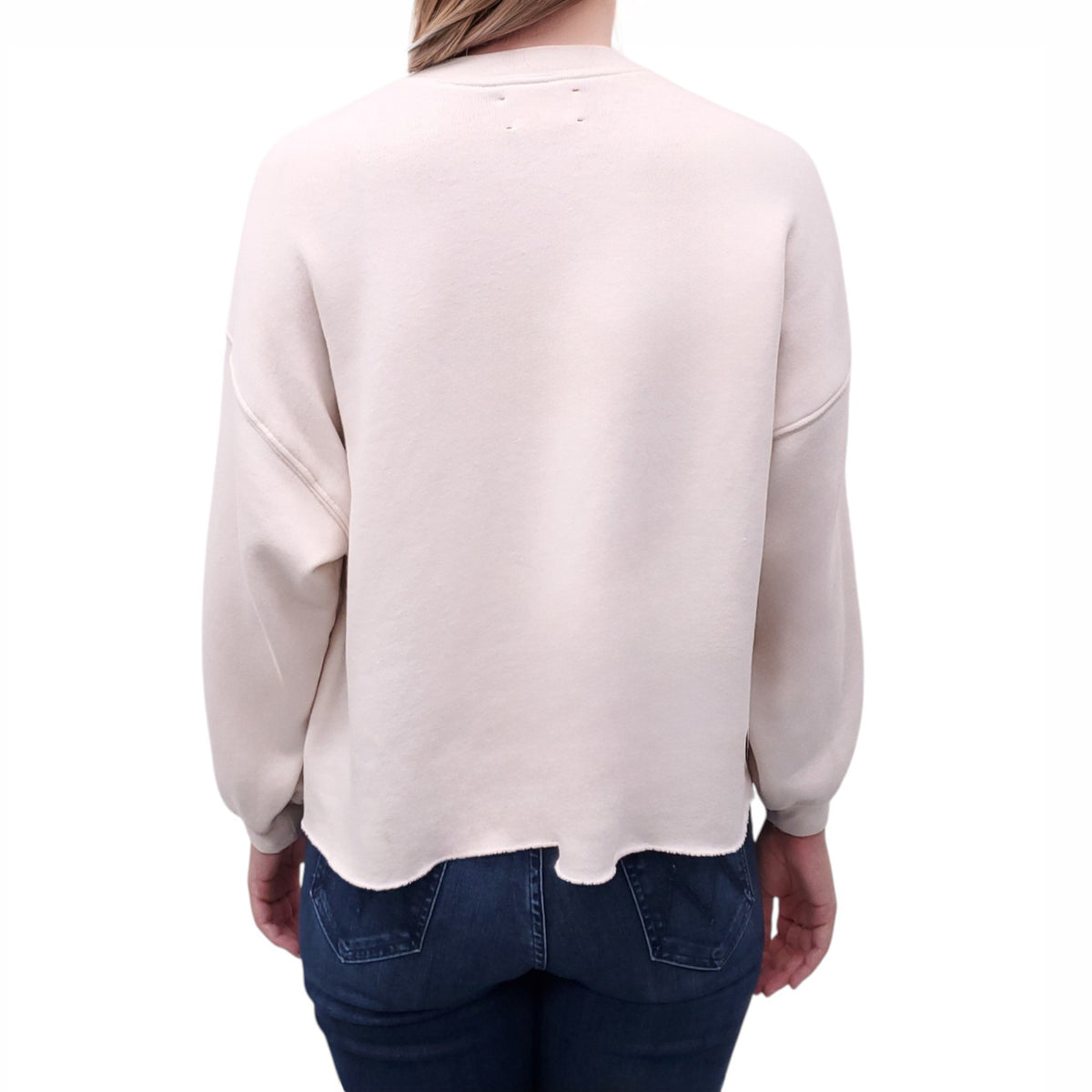 XIRENA CREAM RAW HEM HONOR SWEATSHIRT - SIZE XS