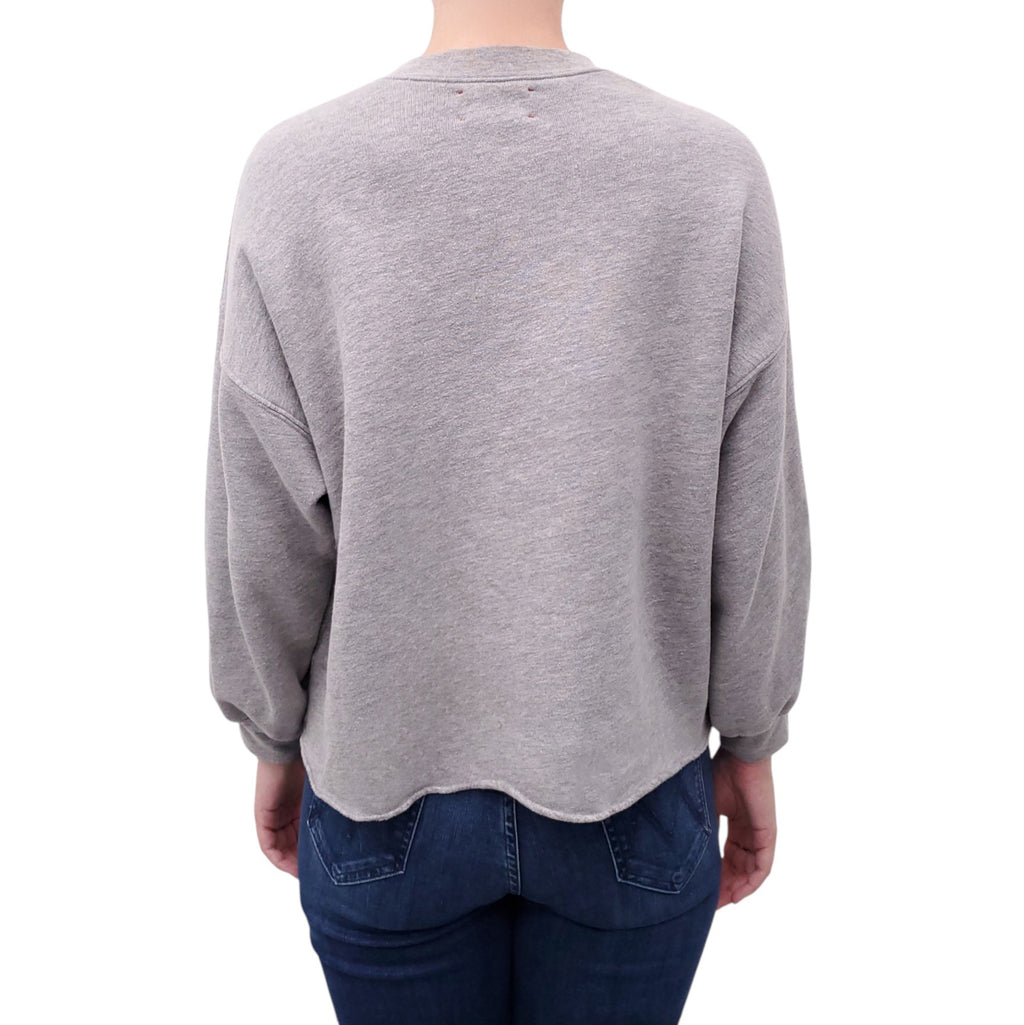 XIRENA GREY RAW HEM HONOR SWEATSHIRT - SIZE XS