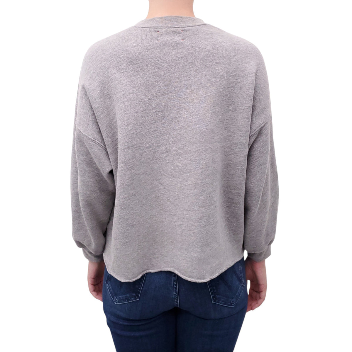 XIRENA GREY RAW HEM HONOR SWEATSHIRT - SIZE XS