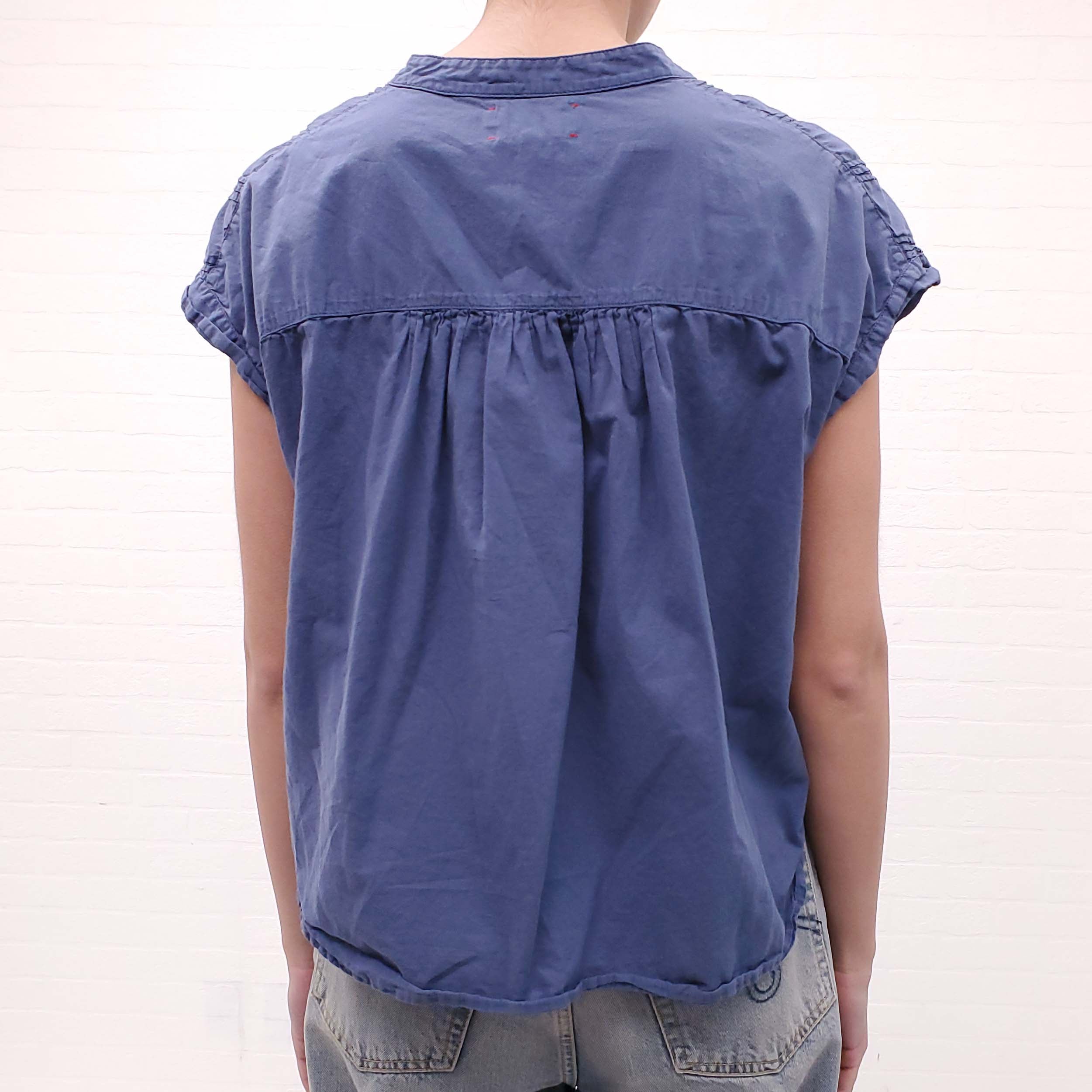 XIRENA BLUE LIGHTWEIGHT OVERSIZED BLOUSE - SIZE S