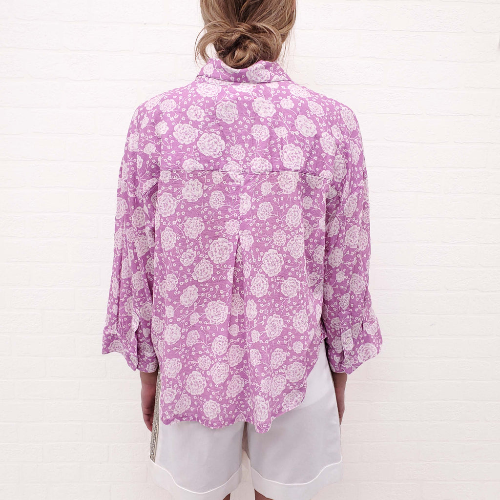 XIRENA PURPLE FLORAL BLOUSE - SIZES S, M, L