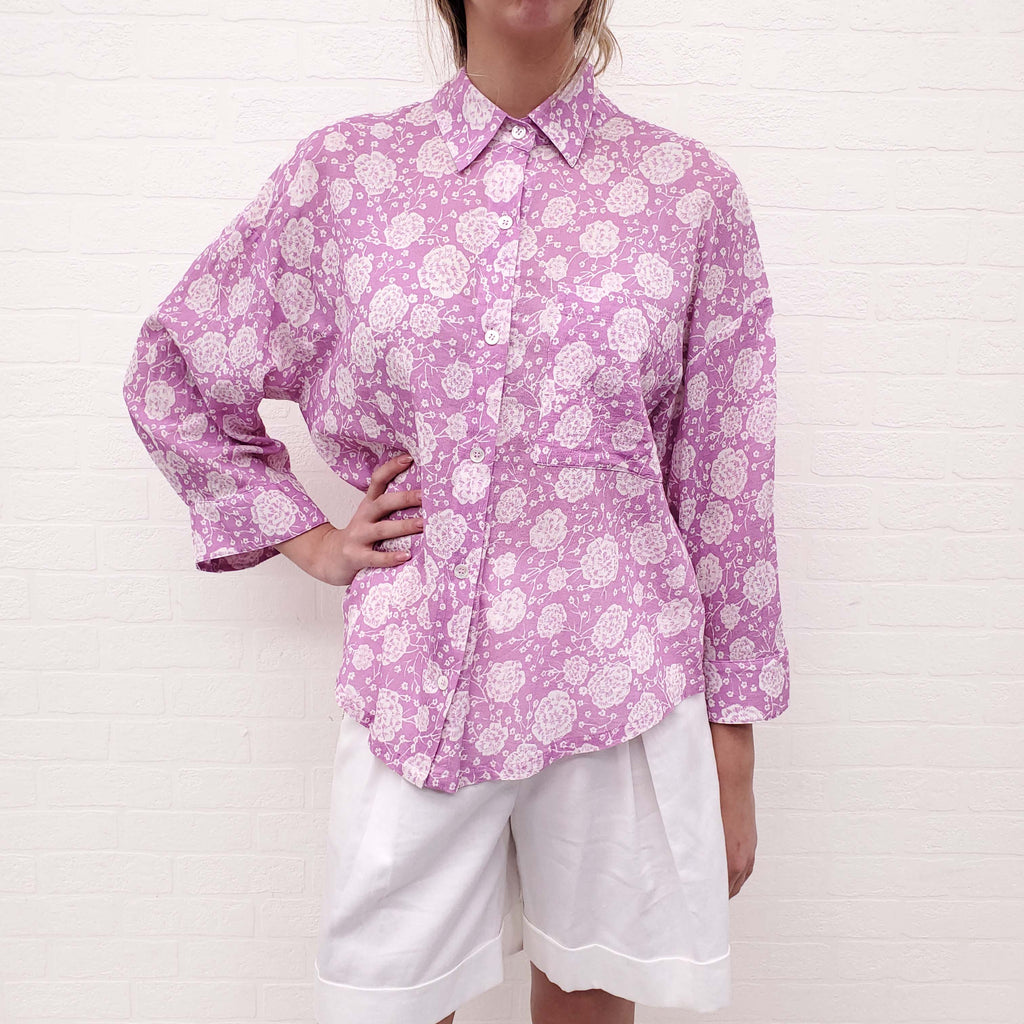XIRENA PURPLE FLORAL BLOUSE - SIZES S, M, L