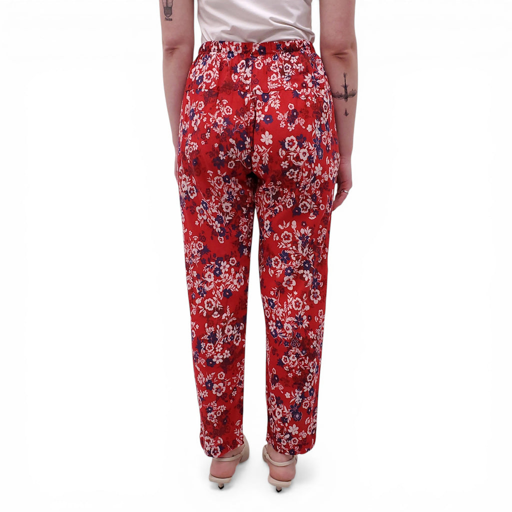 XIRENA RED AND NAVY FLORAL PANTS - SIZE S