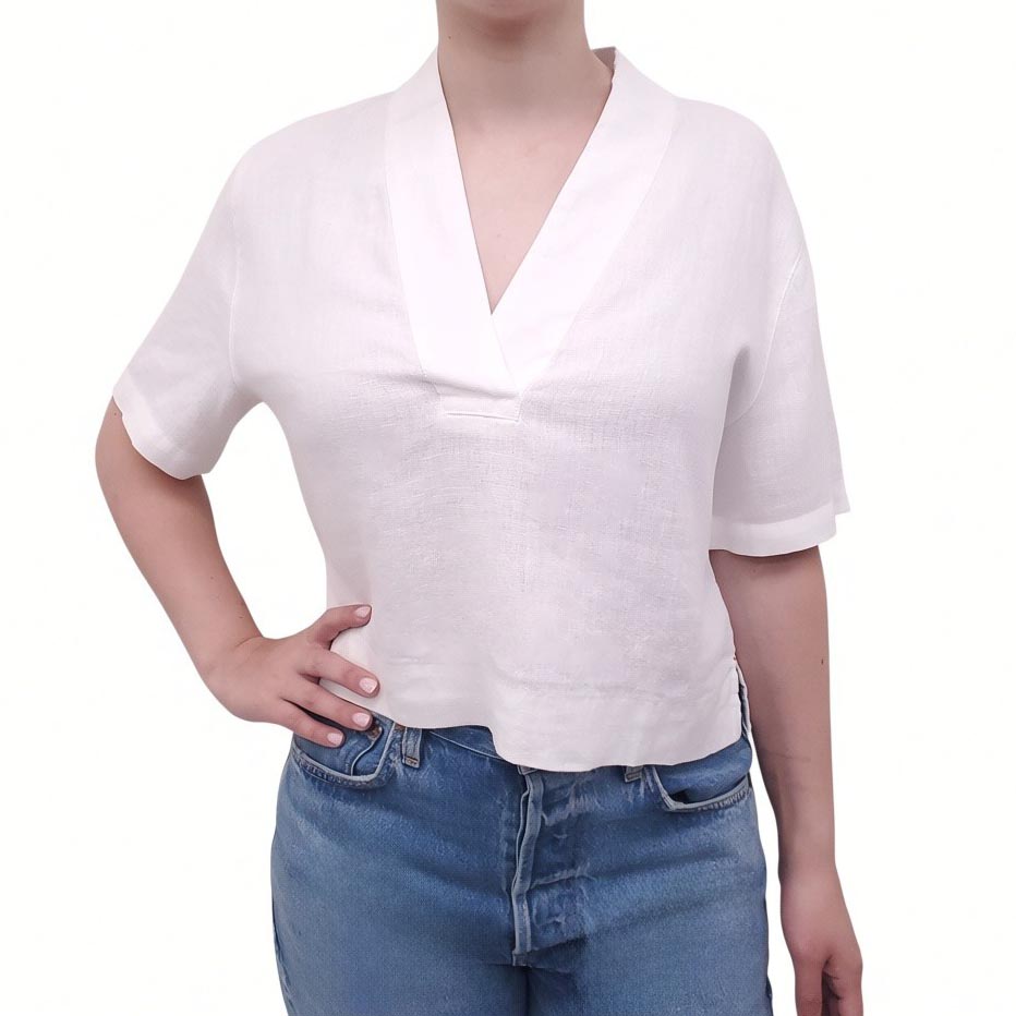 XIRENA WHITE LINEN 'AVEN' TOP - SIZE S