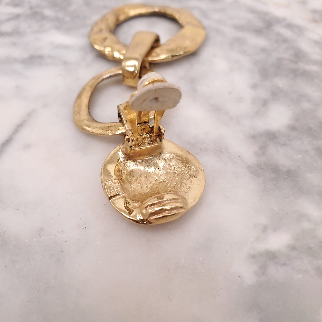 YSL VINTAGE GOLD 3 HOOP  DROP EARRINGS