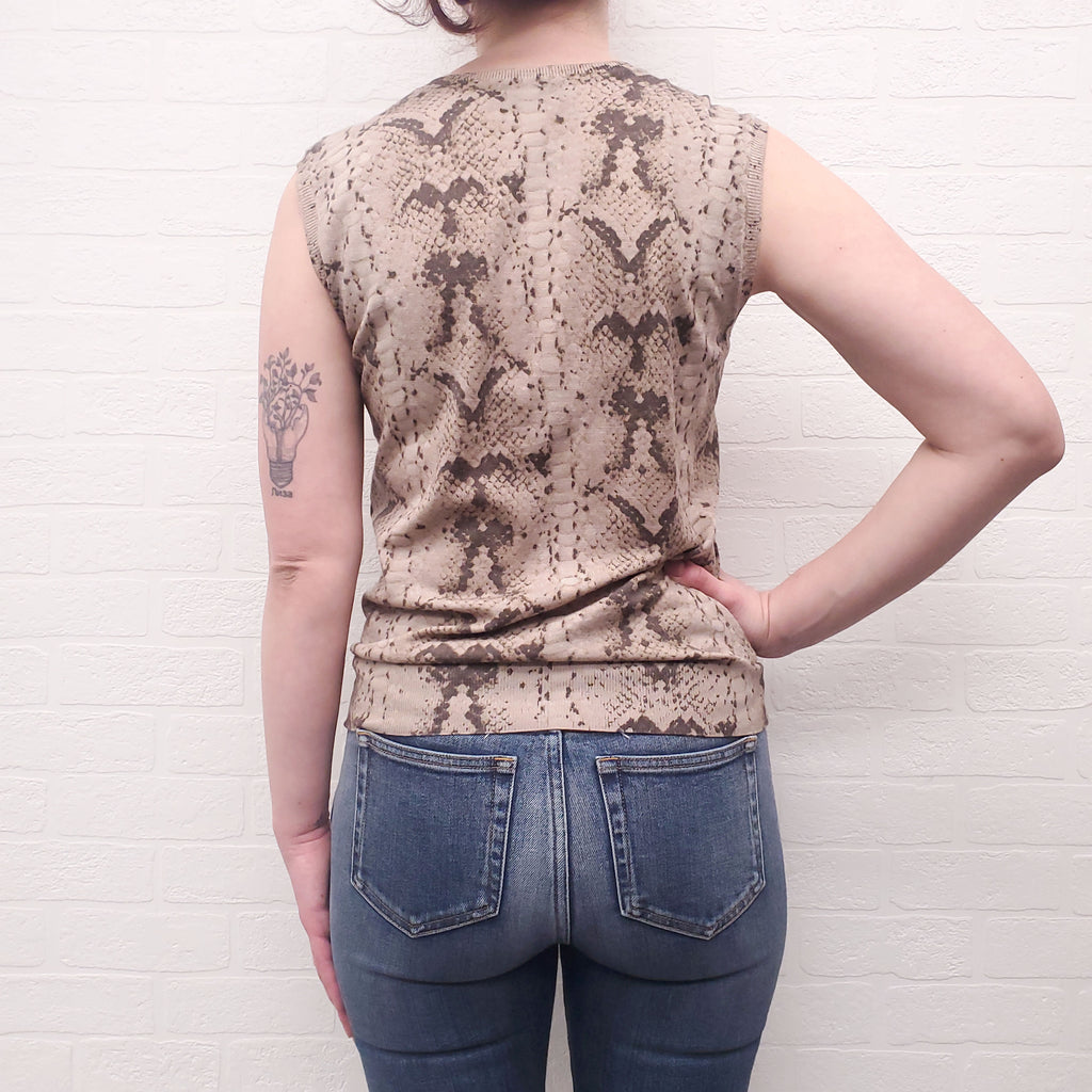 YVES SAINT LAURENT ANIMAL PRINT SWEATER VEST - SIZE S