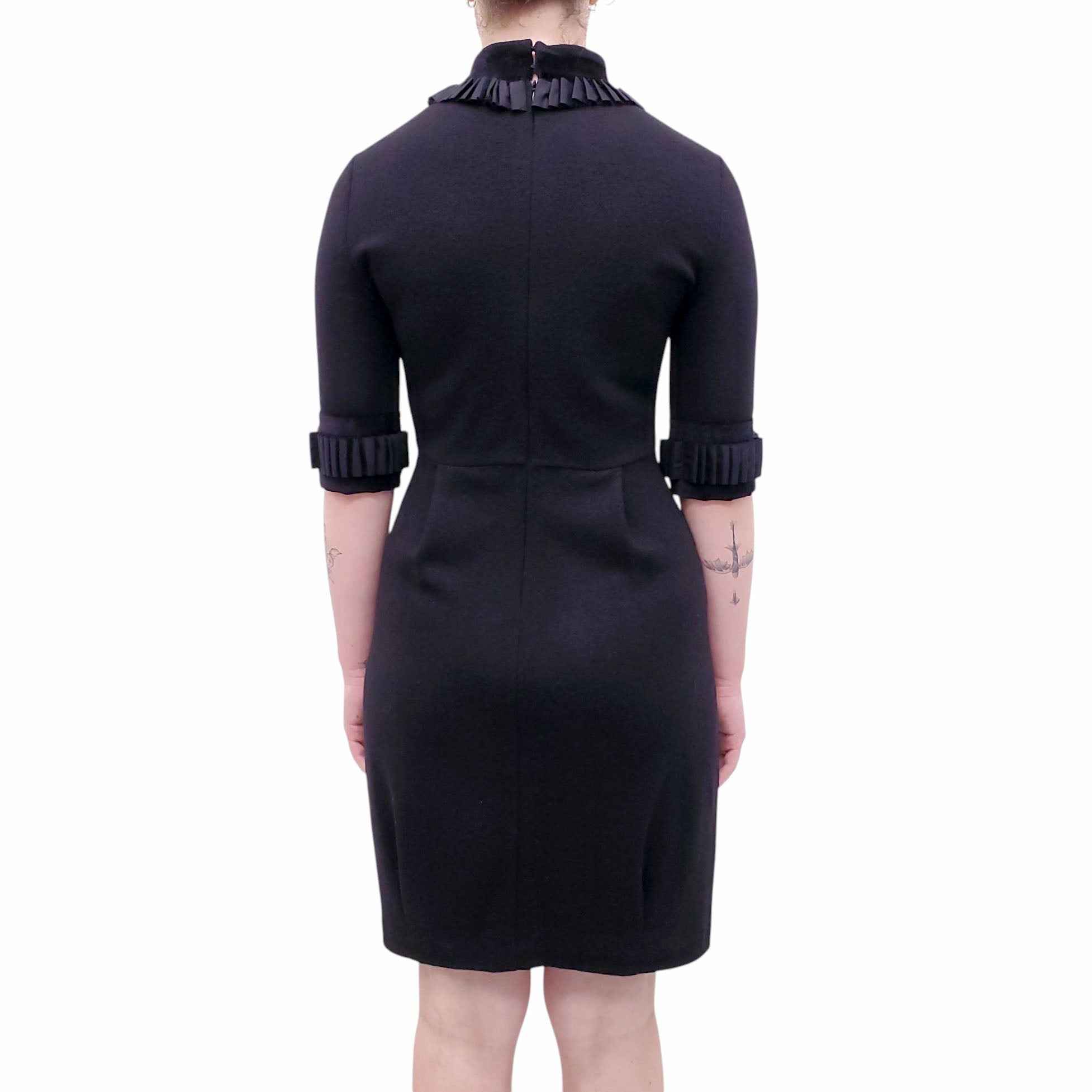 YVES SAINT LAURENT BLACK DRESS WITH RIBBON DETAIL - SIZE S