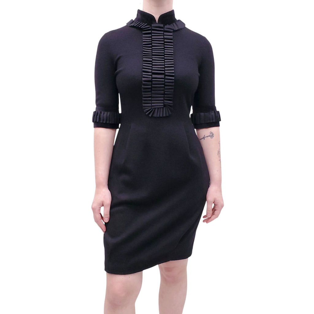 YVES SAINT LAURENT BLACK DRESS WITH RIBBON DETAIL - SIZE S