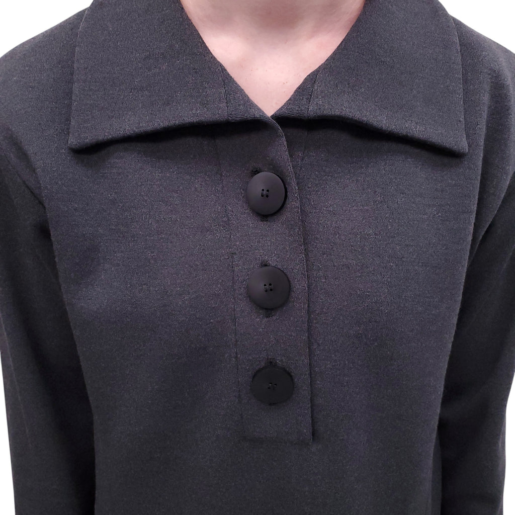 YVES SAINT LAURENT THICK SWEATER TUNIC WITH BUTTON DETAIL - SIZE 42