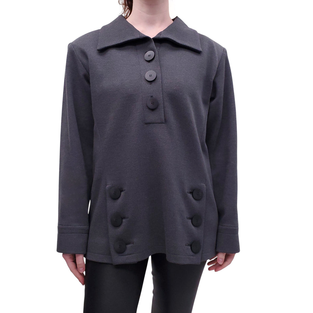 YVES SAINT LAURENT THICK SWEATER TUNIC WITH BUTTON DETAIL - SIZE 42
