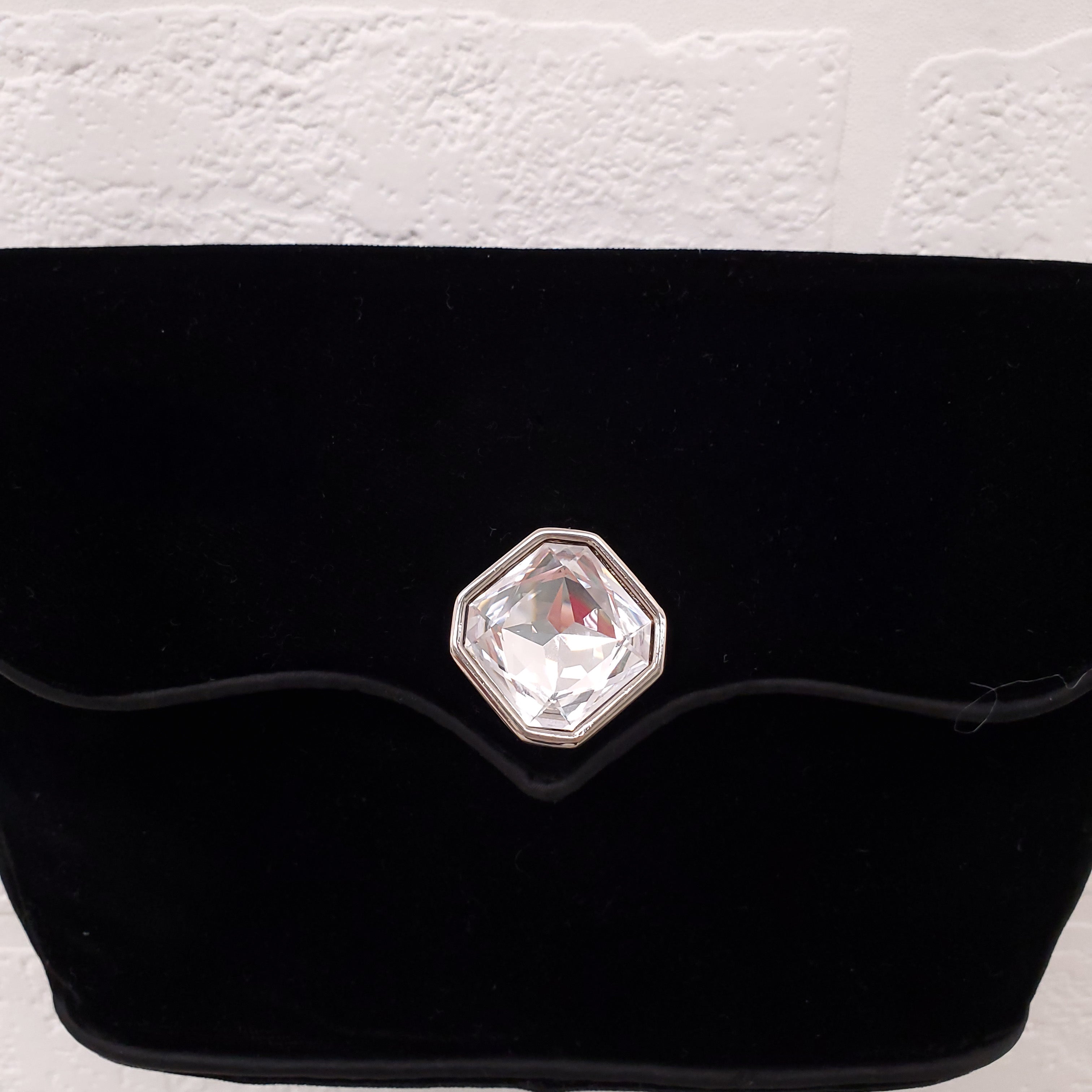 YVES SAINT LAURENT VINTAGE VELVET CROSSBODY BAG WITH CRYSTAL