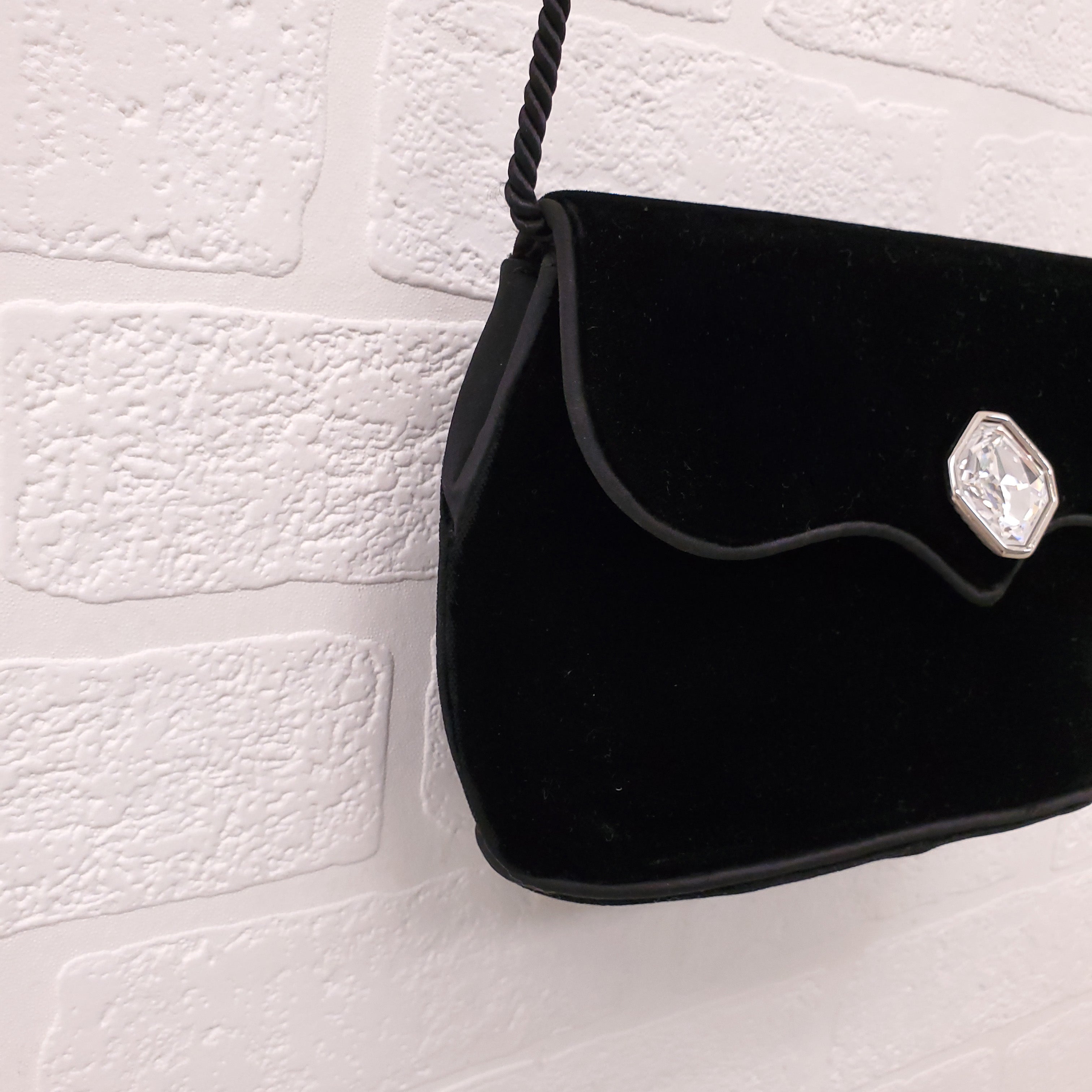 YVES SAINT LAURENT VINTAGE VELVET CROSSBODY BAG WITH CRYSTAL