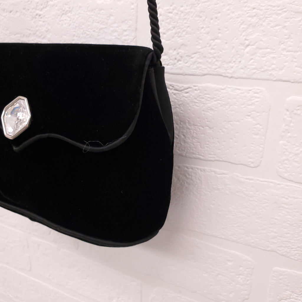 YVES SAINT LAURENT VINTAGE VELVET CROSSBODY BAG WITH CRYSTAL