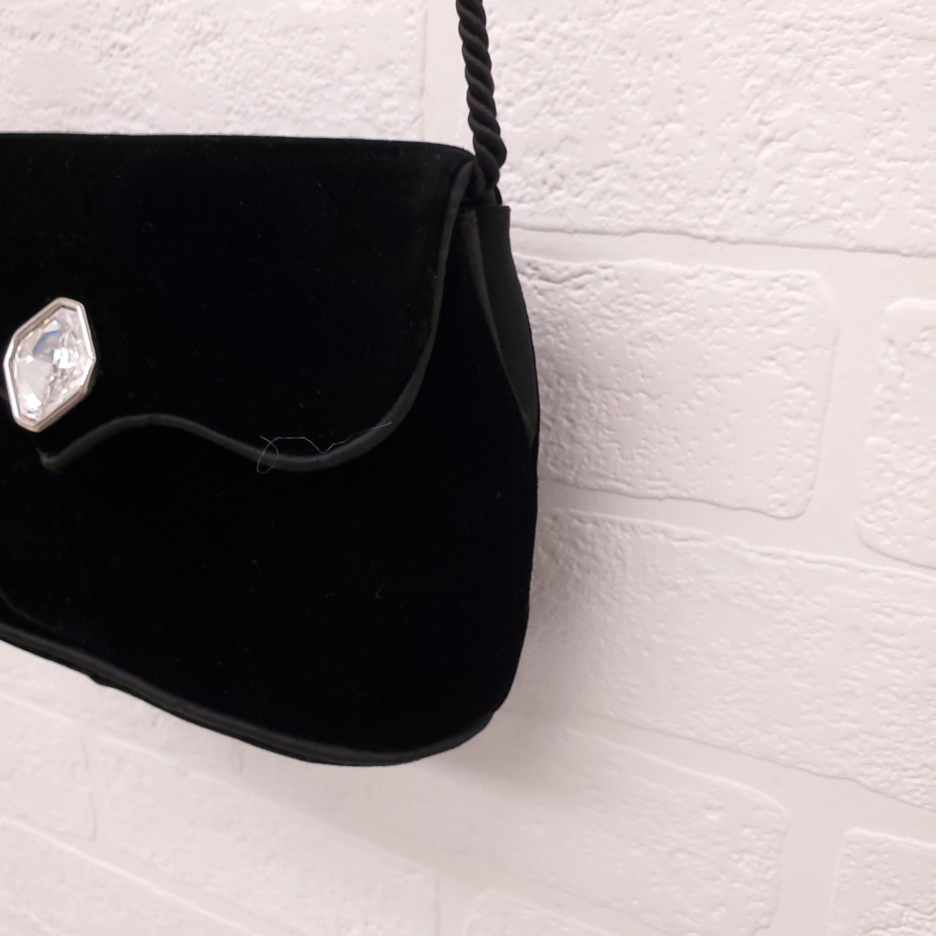 YVES SAINT LAURENT VINTAGE VELVET CROSSBODY BAG WITH CRYSTAL