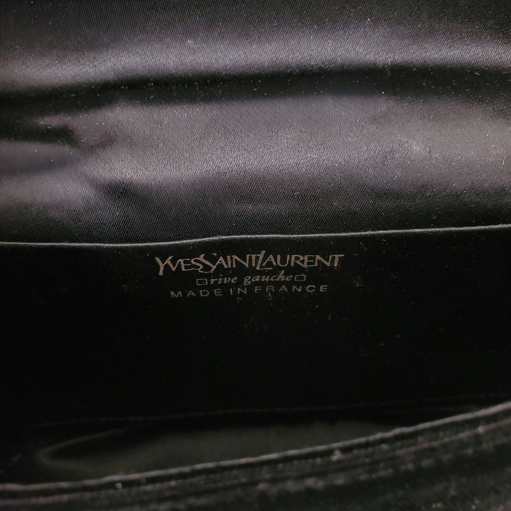 YVES SAINT LAURENT VINTAGE VELVET CROSSBODY BAG WITH CRYSTAL