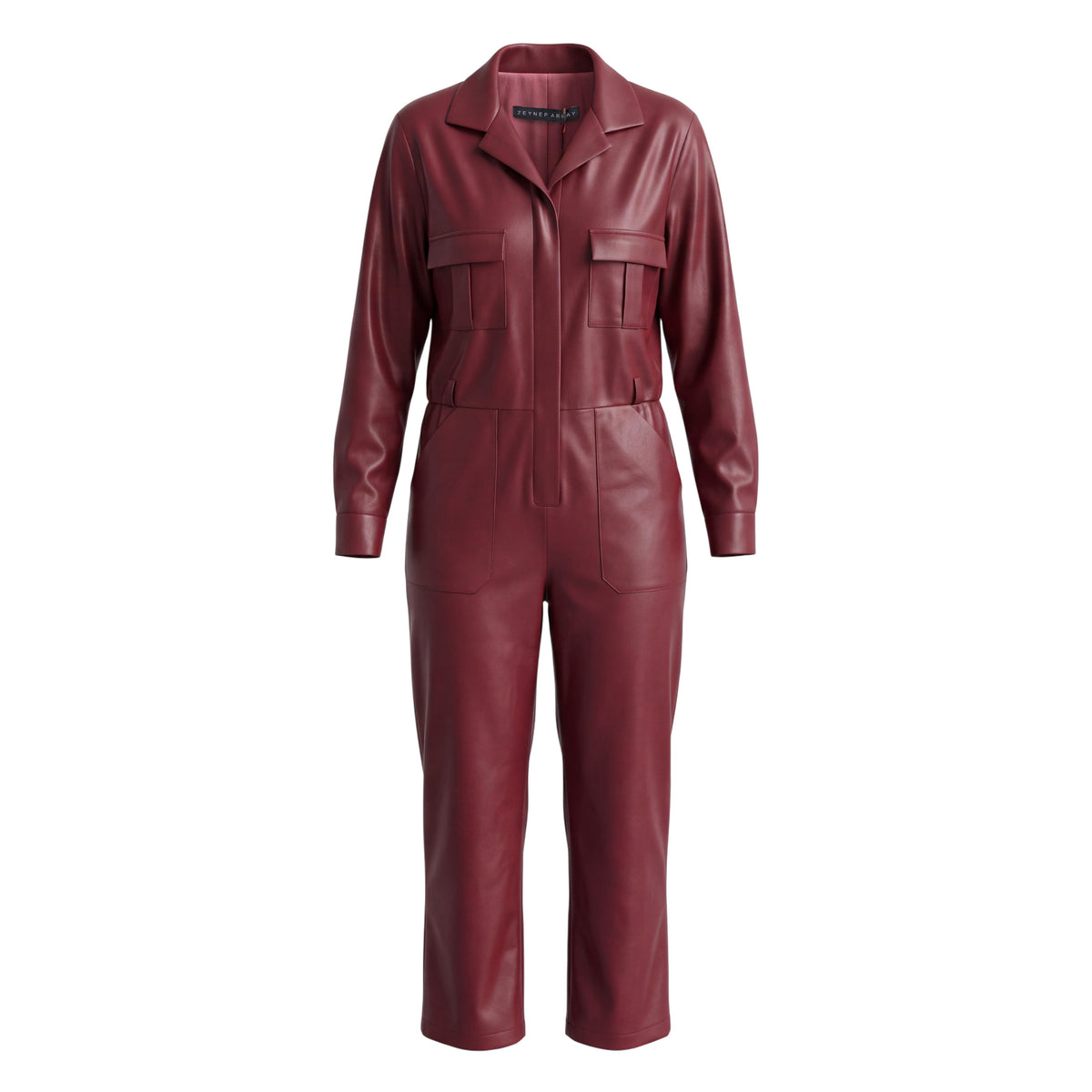 ZEYNEP ARCAY LEATHER BURGUNDY LEATHER JUMPSUIT - SIZE 2