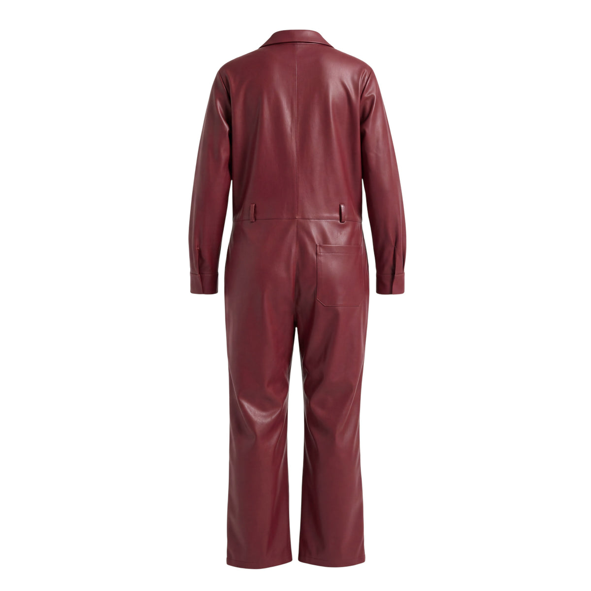 ZEYNEP ARCAY LEATHER BURGUNDY LEATHER JUMPSUIT - SIZE 2