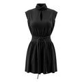 ZIMMERMANN BLACK ROLL COLLAR MINI DRESS - SIZE OP